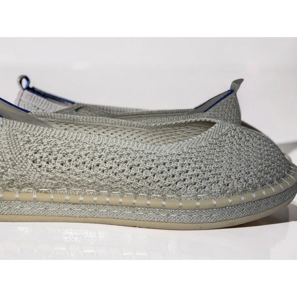 Rothy's The Espadrille Women's Size 10 Diamond Metallic Flat Wedges EUC